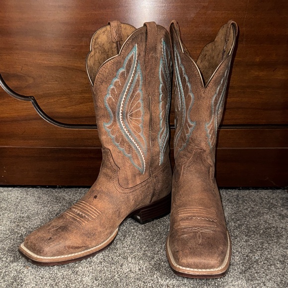Ariat PrimeTime Western Boots Tack Room Brown Cowgirl Leather - Picture 8 of 13